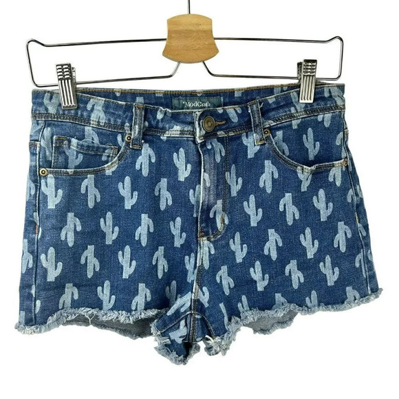 ModCloth Cactus Raw Hem Denim Shorts Women Size 6 Southwest Country Boho Cutoff - Picture 5 of 8